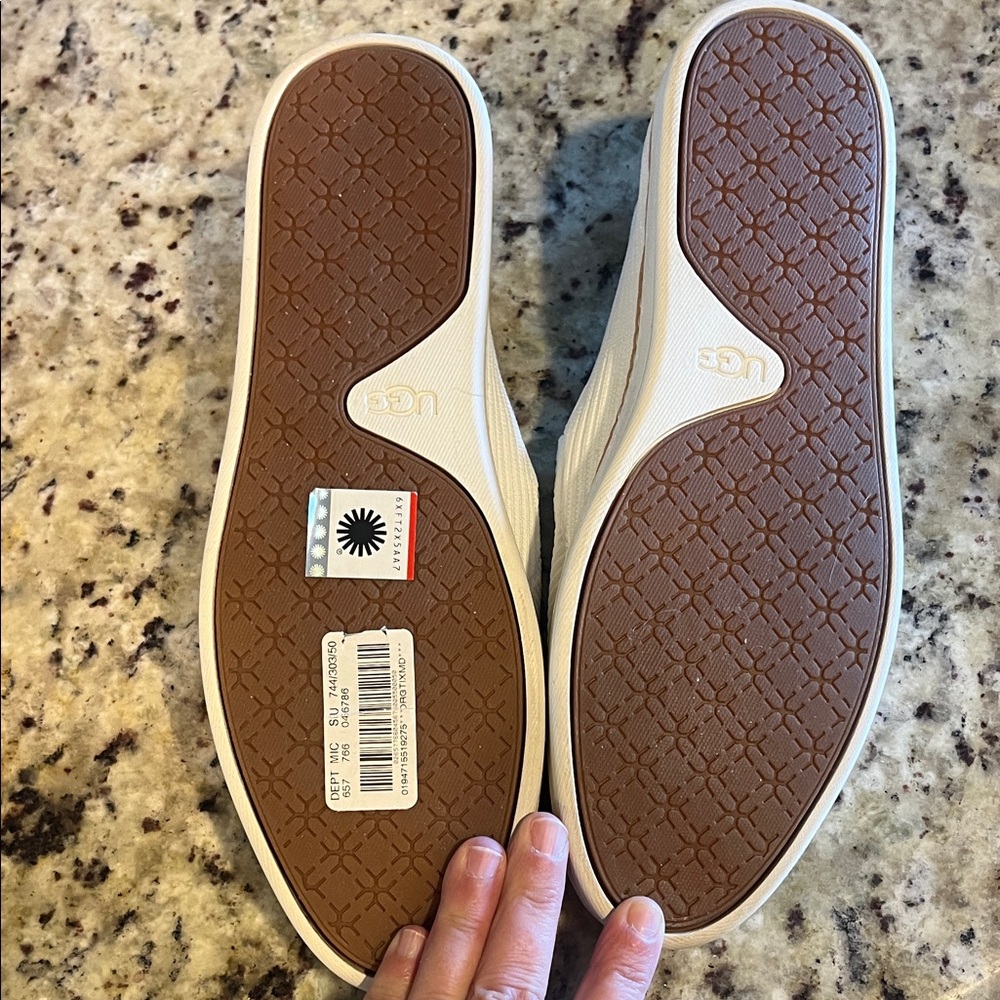 UGG White Textured Slip-On Loafers - Picture 2 of 5
